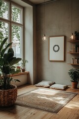 Tranquil Minimalist Living Space with Natural Elements and Serene Atmosphere for Interior Design Inspiration