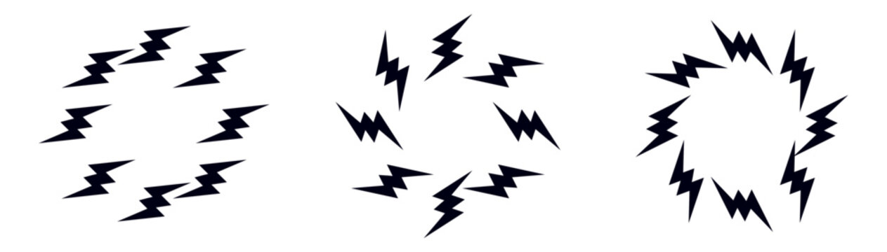 Bolt zap circle frame.Flash lightning round border design
