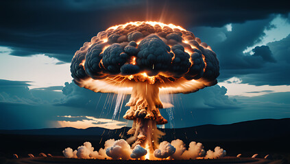 nuclear bomb explosion produces mushroom cloud based generative ai simulations data analysis