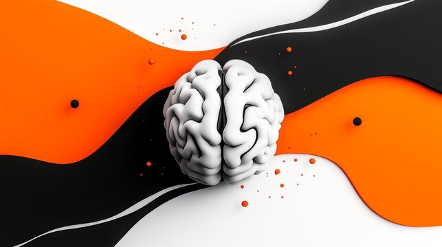 abstract glowing brain surrounded by soft lighting and smooth flowing lines, representing strength, cleanliness, and confidence. The concept of human brain development, medicine, artificial