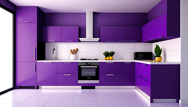 purpur kitchen designed modern style features vibrant purple color scheme sleek modern furniture designs