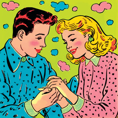 Retro couple in love