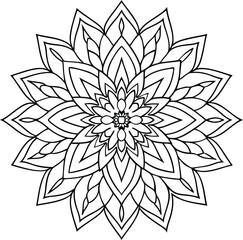 A circular mandala design, perfect for tattoos or decorative art. Features intricate patterns in an ethnic oriental style.