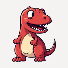 Fototapeta premium Cute cartoon red dinosaur illustration