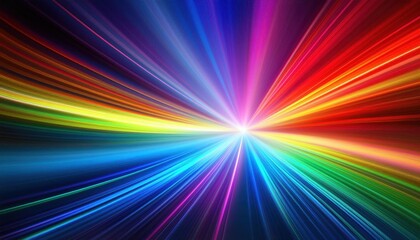 Radiant Explosion of Multicolored Light Beams. High Energy Spectrum Burst Expanding Outward in Dynamic Streaks of Vivid Color for Concepts of Acceleration, Digital Revolution, and Cosmic Energy Flow