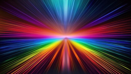 Radiant Explosion of Multicolored Light Beams. High Energy Spectrum Burst Expanding Outward in Dynamic Streaks of Vivid Color for Concepts of Acceleration, Digital Revolution, and Cosmic Energy Flow