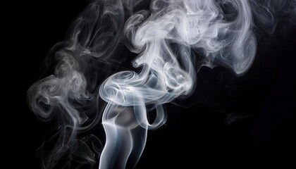 Obraz premium Intricate Swirls of Ethereal Smoke in Motion Against a Dark Backdrop. Mesmerizing Display of Fluidity and Vapor Patterns for Abstract Art, Atmospheric Effects, and Energy Flow Visualizations