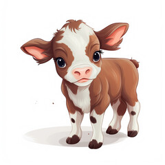 Adorable Baby Cow Cartoon Illustration