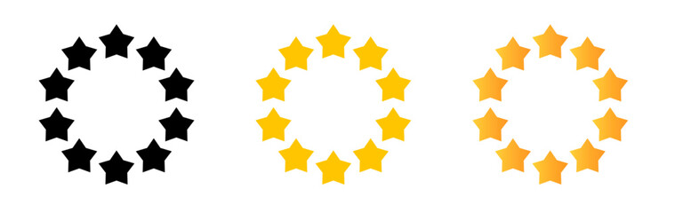 Star circle frame. Cartoon gold star round border design
