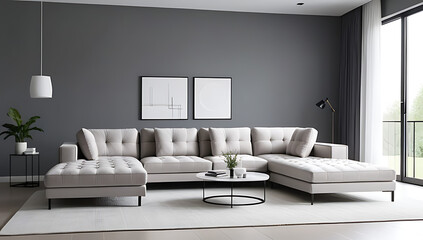 spacious room features tufted corner sofa minimalist home decor modern living room style