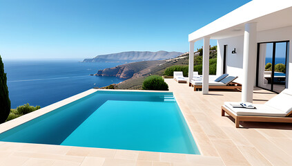 Fototapeta premium traditional mediterranean style pool stunning sea views