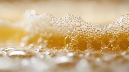 Close-up of bubbles in liquid, capturing texture and depth.