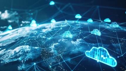 Fototapeta premium Global Cloud Network: A Digital Landscape