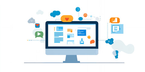 Digital Marketing Strategy Concept with Computer Illustration