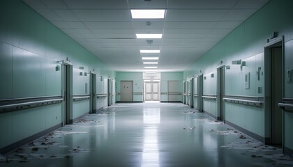 Fototapeta premium Echoes of Healing: Exploring the Abandoned Halls of a Forgotten Medical Facility