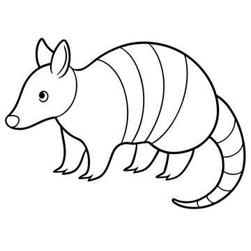 recommend clip art: Armadillo mascot line art coloring page vector illustration