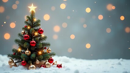 Obraz premium Christmas card with baubles tree 