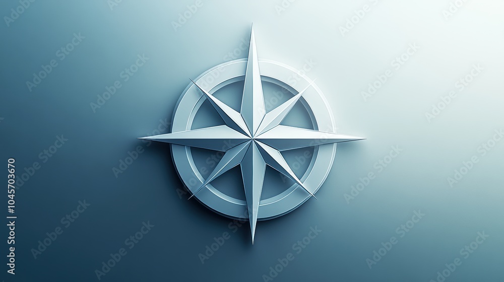 Poster The artwork displays a geometric compass rose with precise lines radiating from the center, set against a soft gradient backdrop. Generative AI