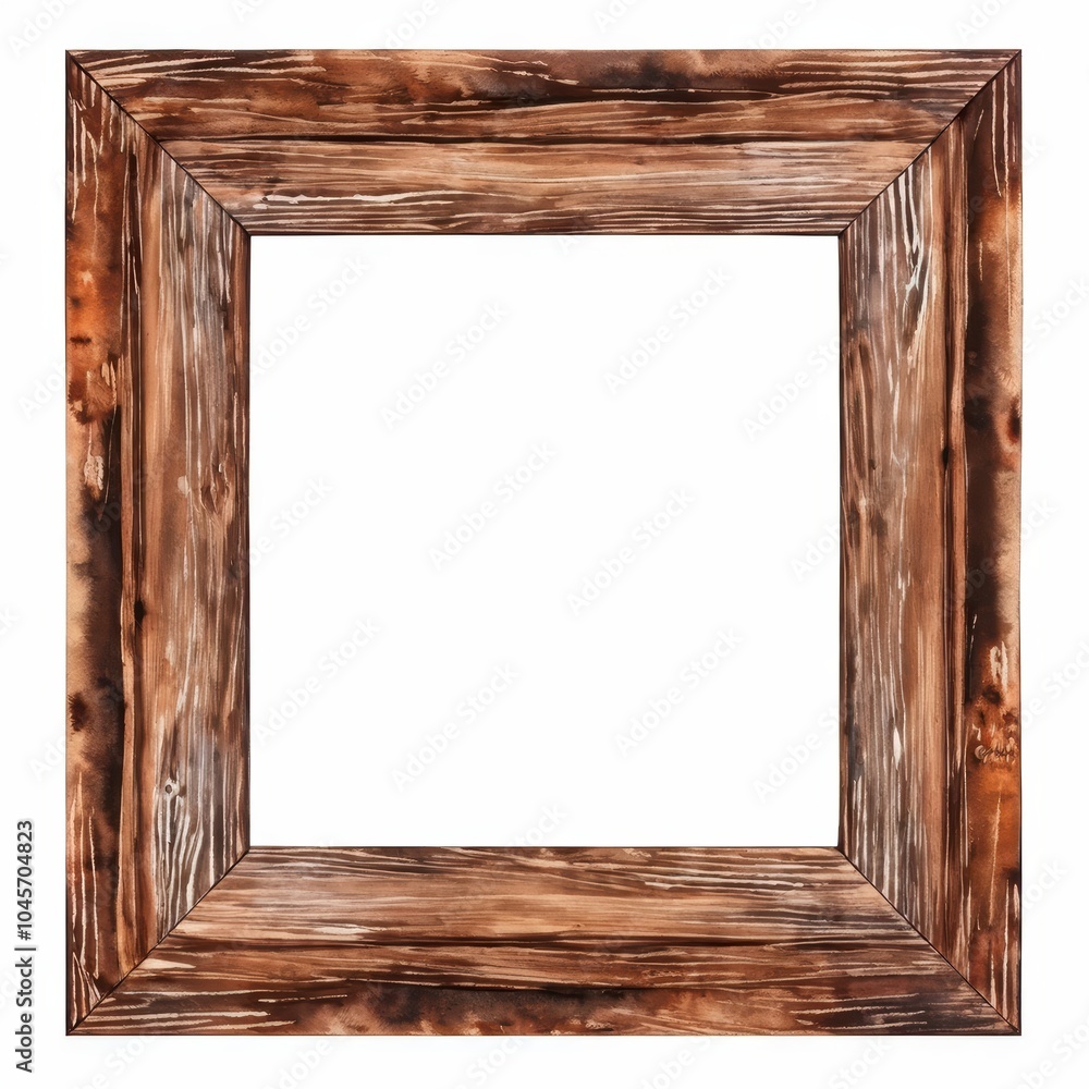 Poster a rustic wooden picture frame with a blank center for displaying images or artwork.