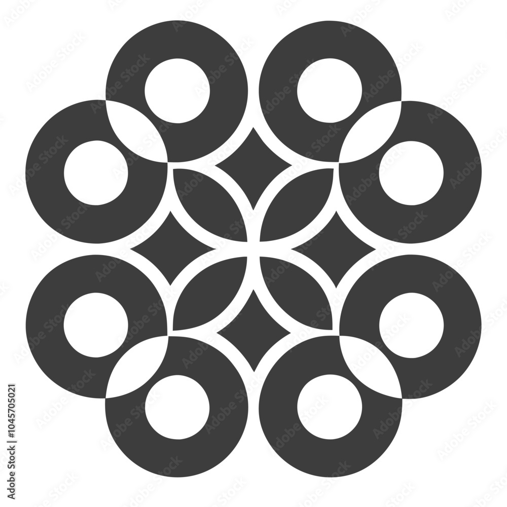 Poster minimalist interconnected shapes and circles pattern vector for backgrounds.