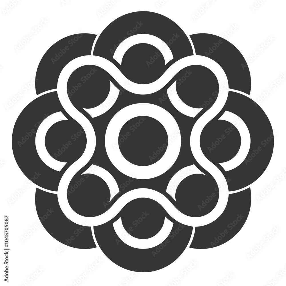 Poster minimalist interconnected shapes and circles pattern vector for backgrounds.