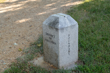 Boundary stone, marking the state boundary for Maryland and Washington DC - district of columbia