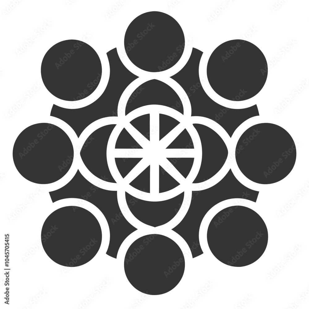 Poster minimalist interconnected shapes and circles pattern vector for backgrounds.
