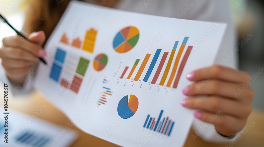 Poster analysis of business data with graphs and charts