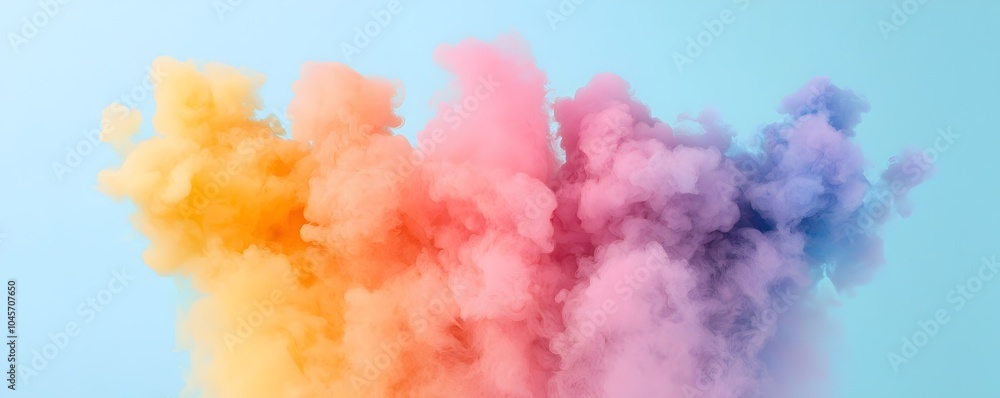 Poster colorful gradient smoke blast in studio - creative abstract art with soft overlaps for unique backgr