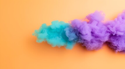 Fototapeta premium Vivid Color Explosion Dramatic Purple Orange Teal Smoke in Studio Setting - Captivating Abstract Art for Creative Projects