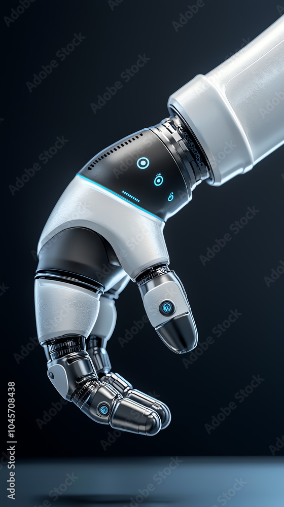 Poster exploring the future of robotics a detailed look at a sophisticated robotic hand design