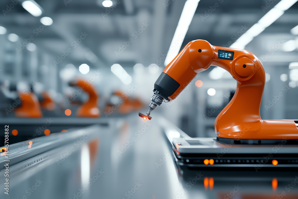 Poster advanced robotic arm enhancing automation in modern manufacturing environments
