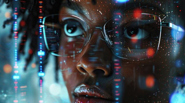 A close-up view of someone wearing glasses, useful for portrait or character illustrations