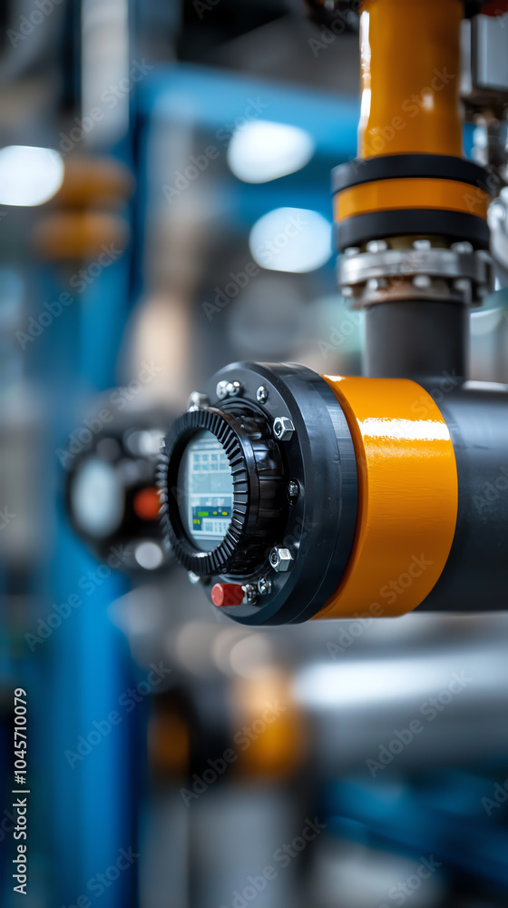 Poster precision monitoring in industrial environments a close-up of pipe sensors and gauges