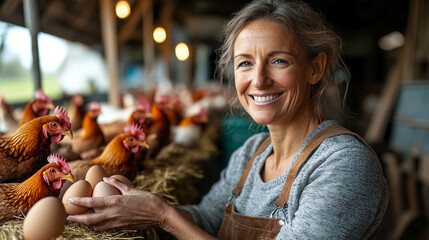 hands carefully cradles freshly laid eggs, symbolizing nurture, purity, and abundance. The natural textures evoke simplicity, connection to nature, and organic living