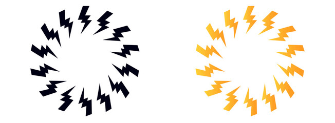 Fototapeta premium Zap lightning circle frame. Flash bolt round border design