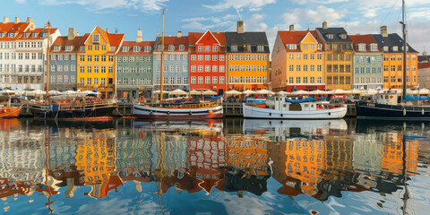 Fototapeta premium Nyhavn Copenhagen in Denmark High quality with sky background