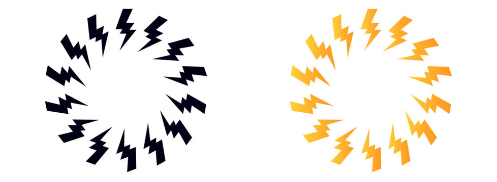 Zap lightning circle frame. Flash bolt round border design