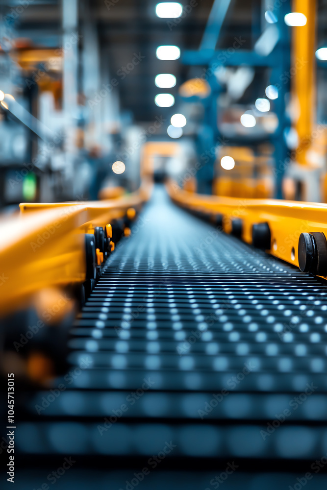 Poster exploring the efficiency of automated conveyor systems in modern industrial applications