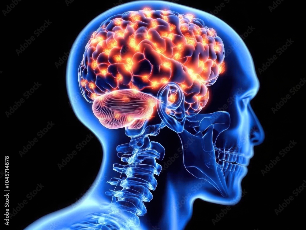 Poster advanced visualization of human brain in profile view