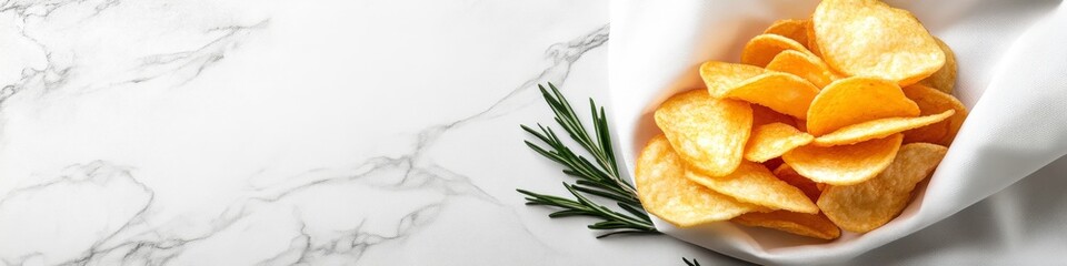 Pack of splashing potato chips isolated on white