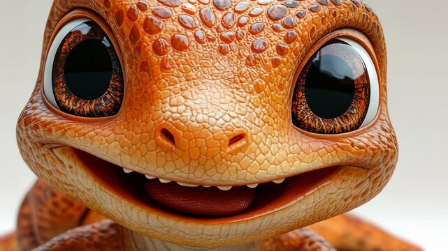 Cute gecko smiling and posing on white background