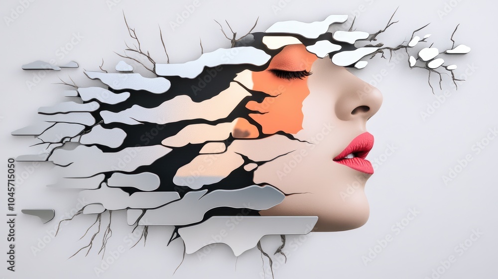 Poster a mirror reflecting a distorted world, where faces are contorted and shapes are twisted.
