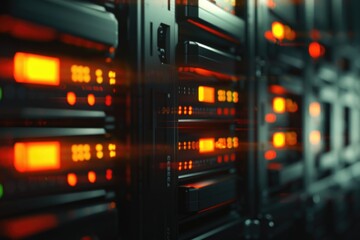 Obraz premium A rack of servers in a server room