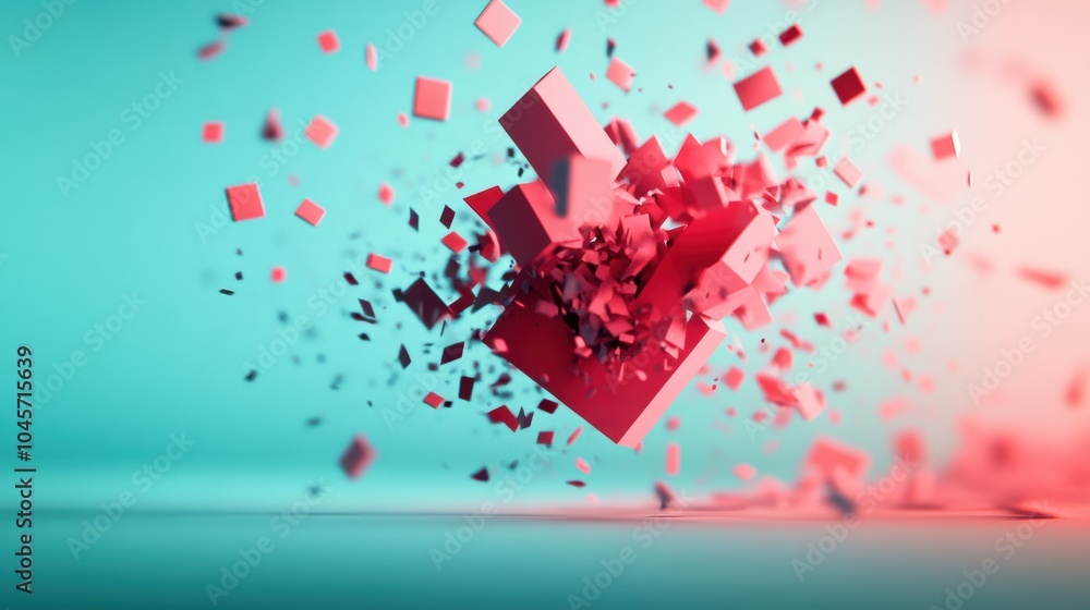 Poster a captivating animation sequence where a flash symbol explodes into a multitude of geometric shapes,