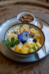 A delicious and healthy granola bowl breakfast to start the day right. Healthy eating choices