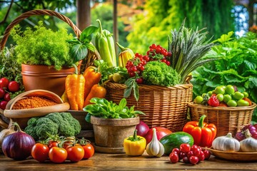 Fresh Organic Produce for a Sustainable Green Future in Food Photography