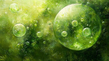 Ethereal Green Life in Fluid Space