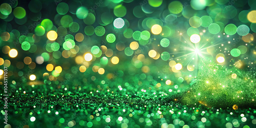 Poster vibrant green bokeh lights twinkle against a dark backdrop, creating a mesmerizing and enchanting at