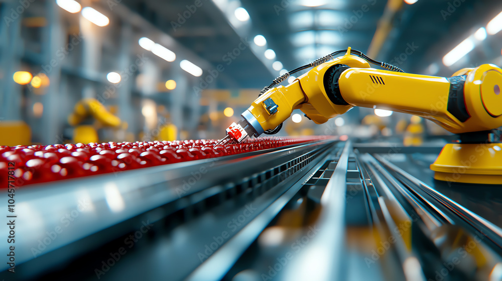 Poster advanced robotic arm in industrial automation streamlining production with precision technology